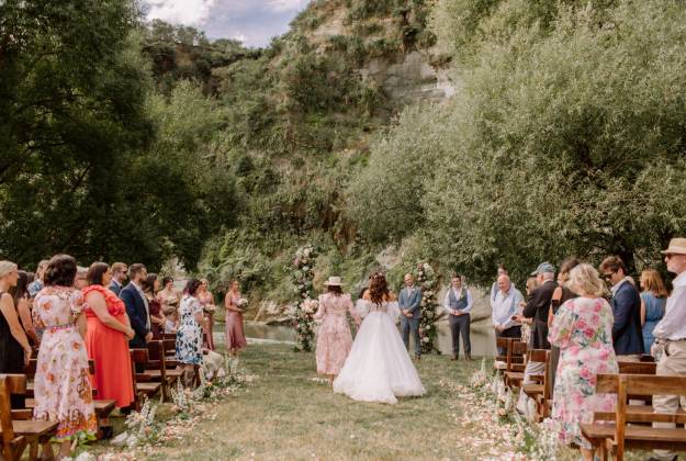 Riverside wedding venue ceremony setup at Rathmoy Estate