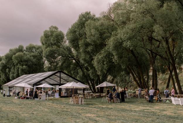 Couple exchanging vows at Rathmoy Estate
