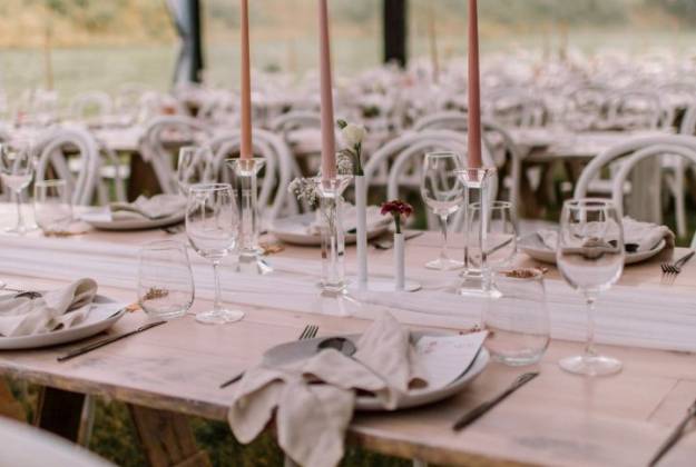 Bride and groom walking at Rathmoy Estate